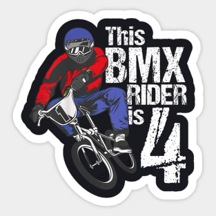 Kids 4 Year Old Bmx Birthday Party Boys Dirt Bike Biking 4Th Sticker